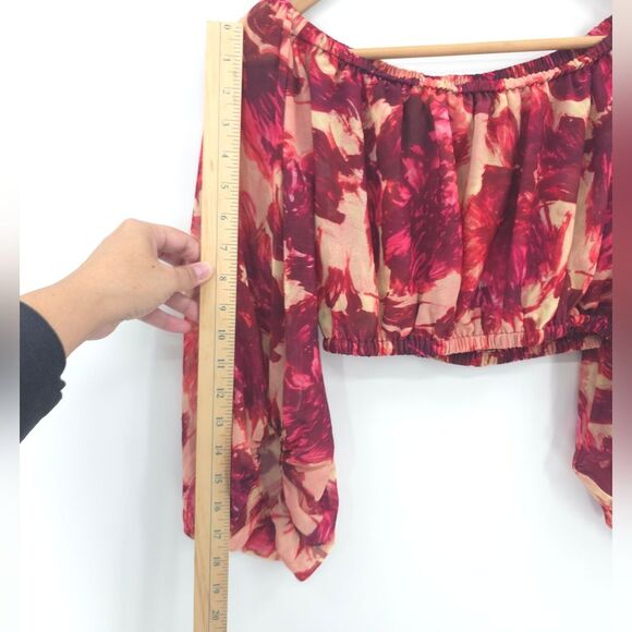 For Love and Lemons Wild Rose Crop Top Floral Off-shoulder Blouse Peasant Boho S - Picture 12 of 13